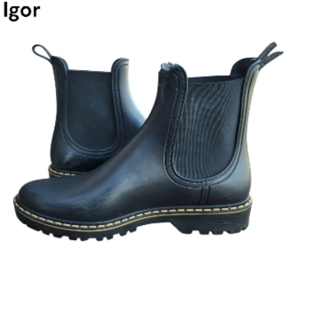 39 Igor Trak Mate Spain Black Chelsea Ankle Rain Boot Shoe Waterproof Women 8 - Picture 4 of 14